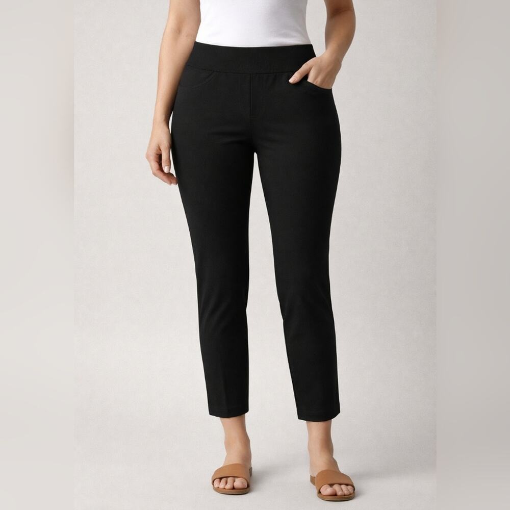 Ruby Rd Black Slimming Contour Pull On Pants Wide Waistband 16P NWT